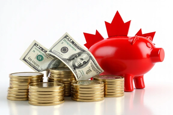 Savings concept with Canadian maple leaf