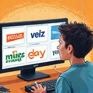 Person browsing online stores